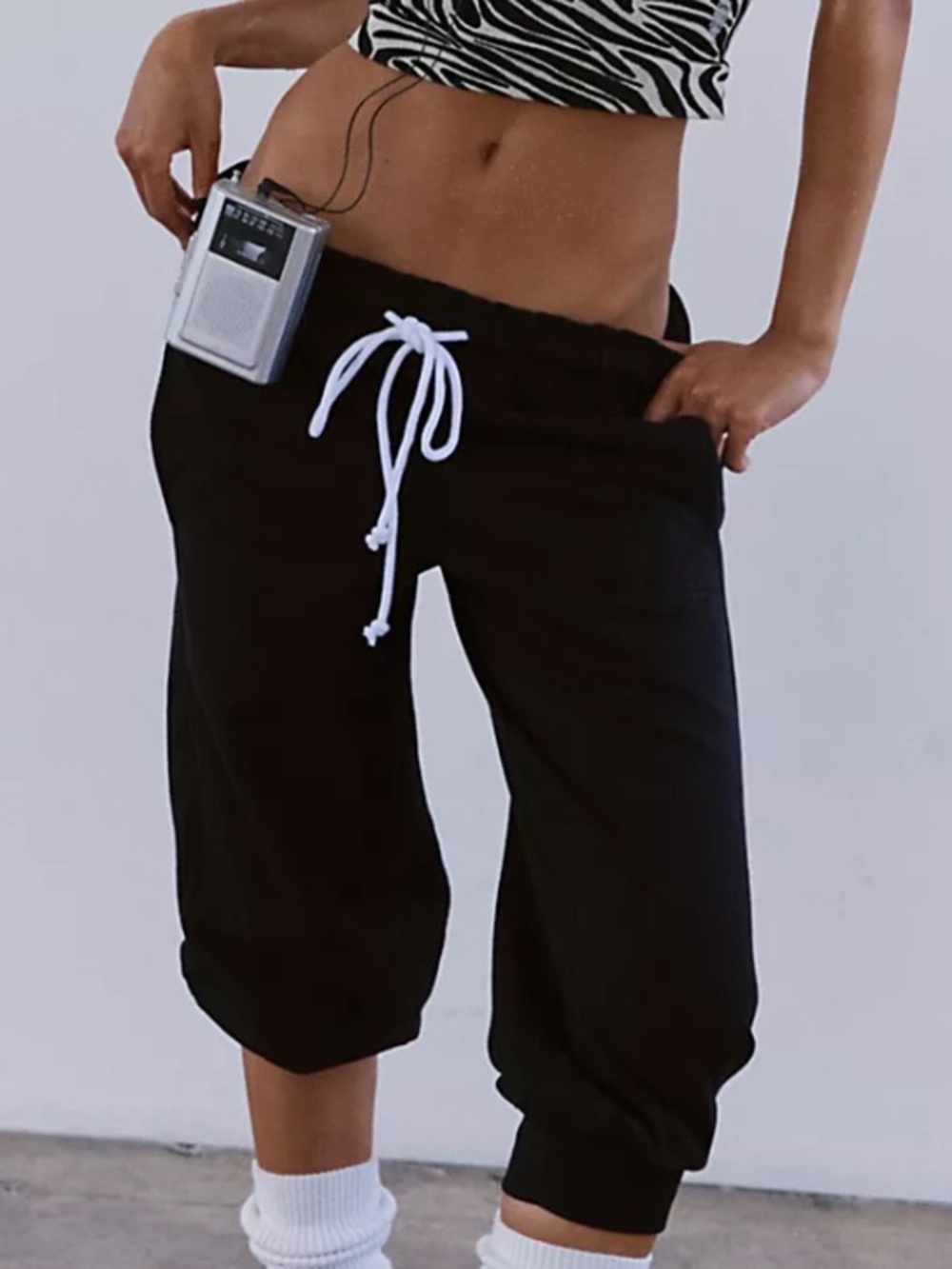 FP MOVEMENT FLUTTER CROPPED JOGGERS IN BLACK NWT